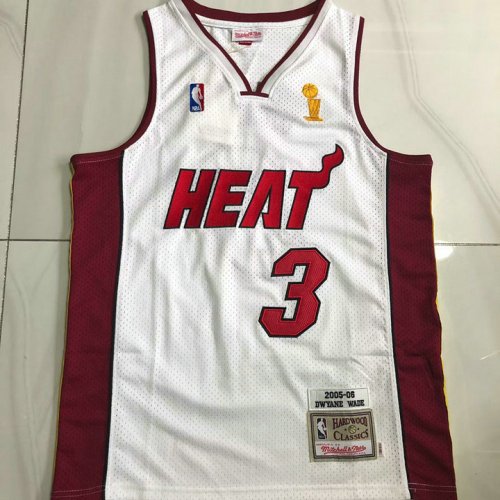 Maillot de Basket #3 wade Miami Heat 2005-06 Blanc ave trophy